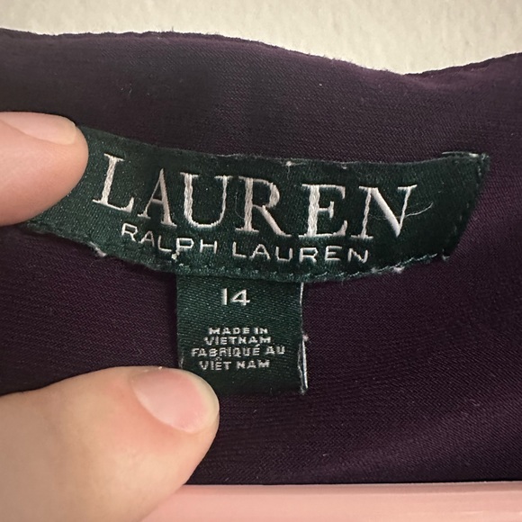 Ralph Lauren Lauren LRL Womens Size 14 Ruched Jersey Dress 3/4 Sleeve Purple - Picture 3 of 6